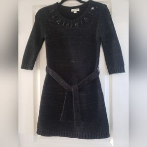 Cherokee Black and Silver Belted Sweater Dress - Girls Size L/G